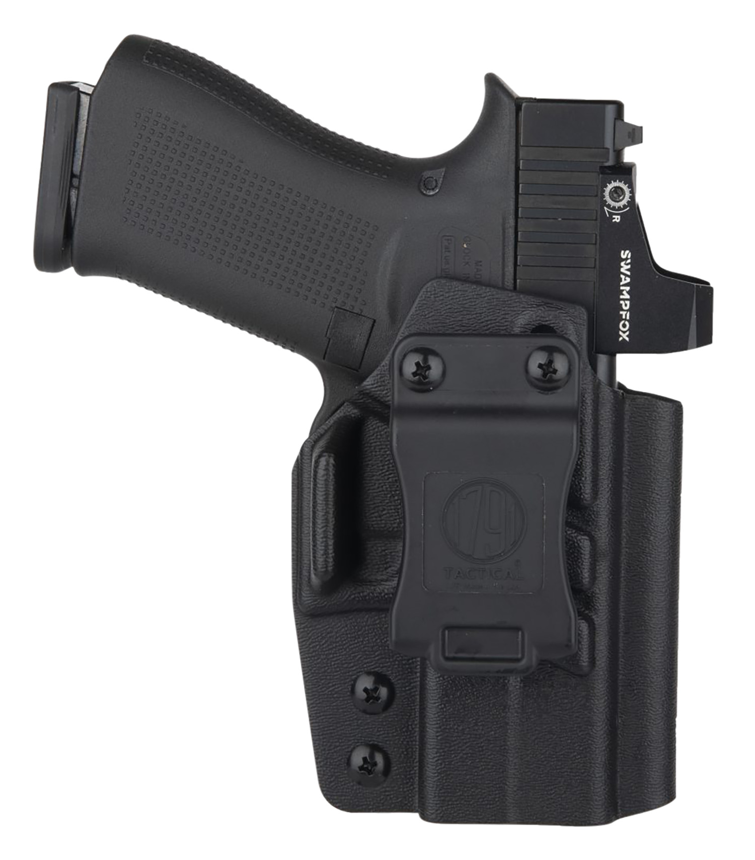1791 Gunleather TACIWBG43XMOSBLKL Tactical Kydex IWB Black Kydex Belt Clip Compatible w/Glock 43/43X/43X MOS/48 Left Hand