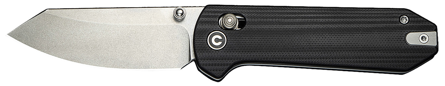 Civivi Knives C23073-1 Yonder 2.88" Folding Spey Point Plain Stonewashed 14C28N Steel Blade, Black Textured G10 Handle