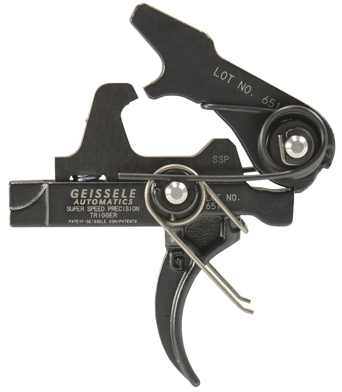 Geissele Automatics 05400 SSP Single-Stage Curved Trigger with 3-3.75 lbs Draw Weight & Black Oxide Finish for AR-Platform