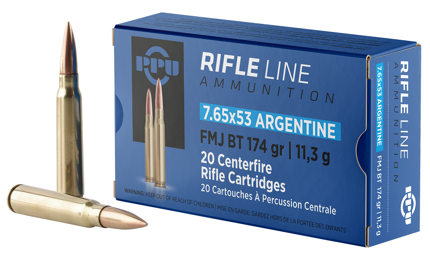 PPU PP7AF Metric Rifle  7.65x53mmArgentine 174gr Full Metal Jacket Boat Tail 20 Per Box/10 Case
