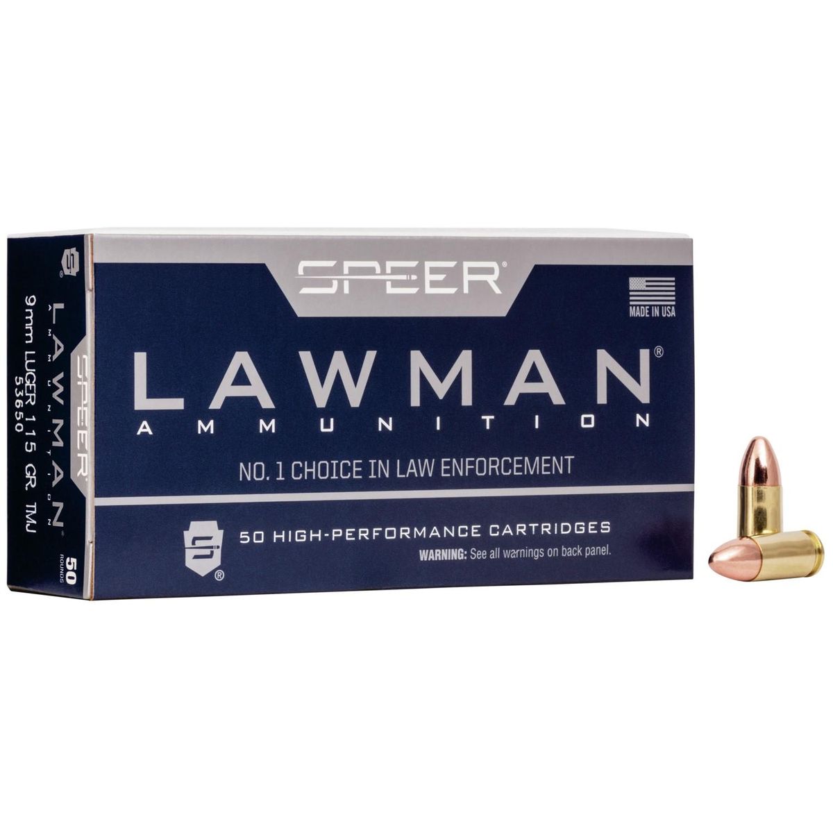 Speer Lawman Handgun Ammunition 9mm Luger 115 gr TMJ-RN 115GR TMJ 50/ct