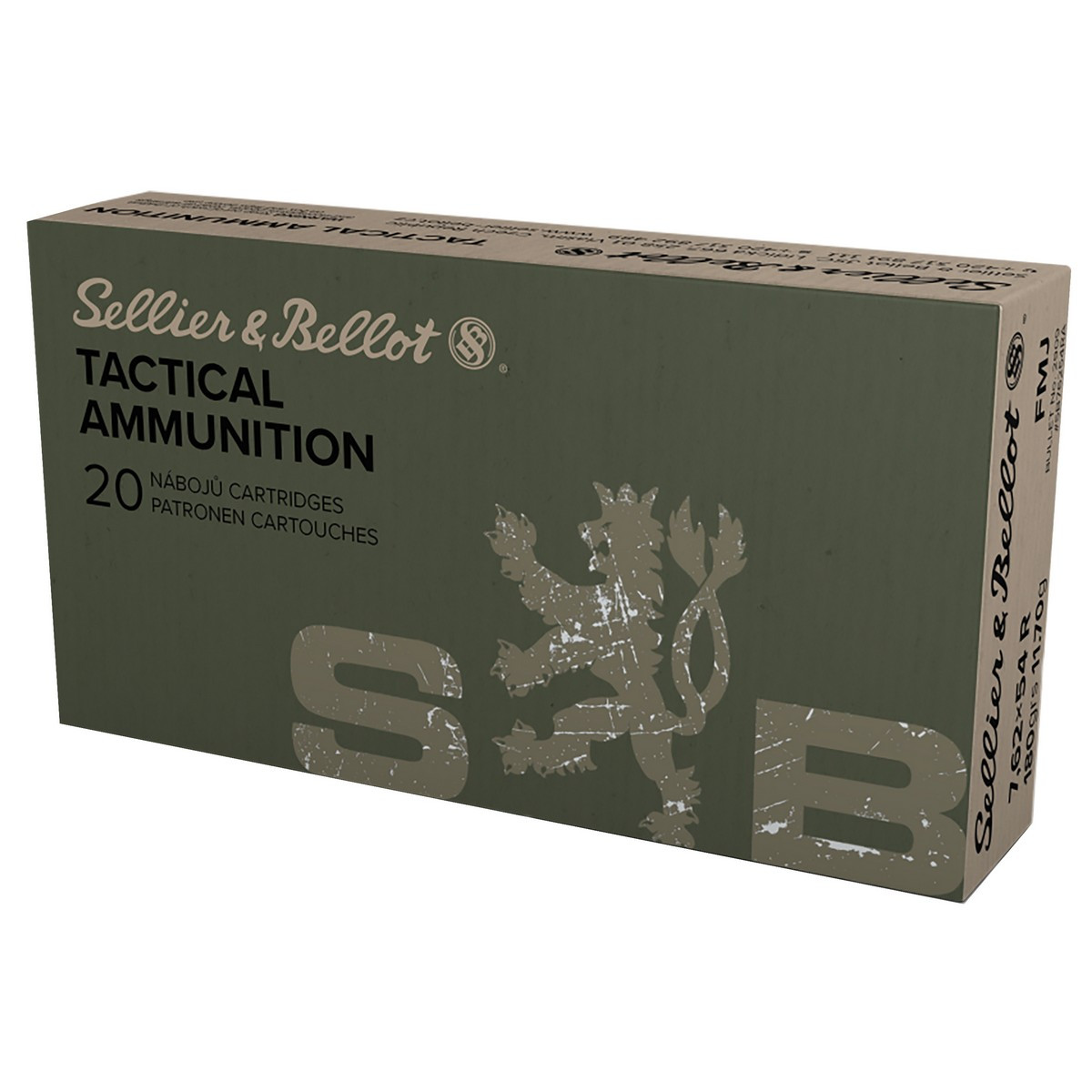 SELLIER & BELLOT 7.62X54R 180GR FMJ 20RD BOX 20 BOXES PER CASE